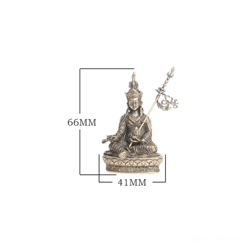 Padmasambhava Buddha copper statue detail shot showing hand-carved intricate religious patterns and artisan craftsmanship