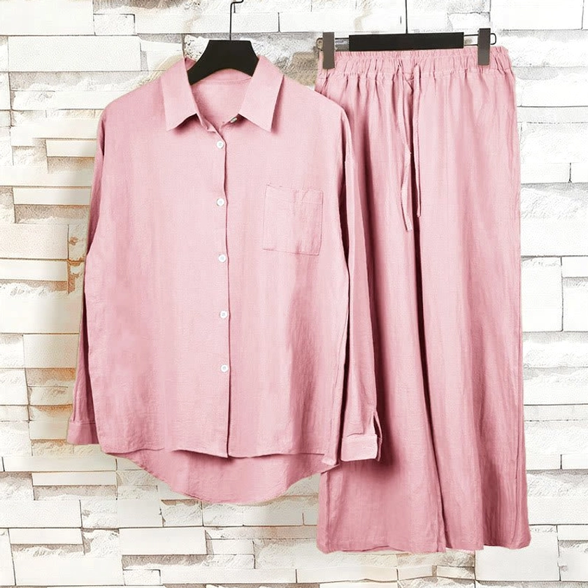 Pale violet red meditation cotton shirt with functional chest pocket