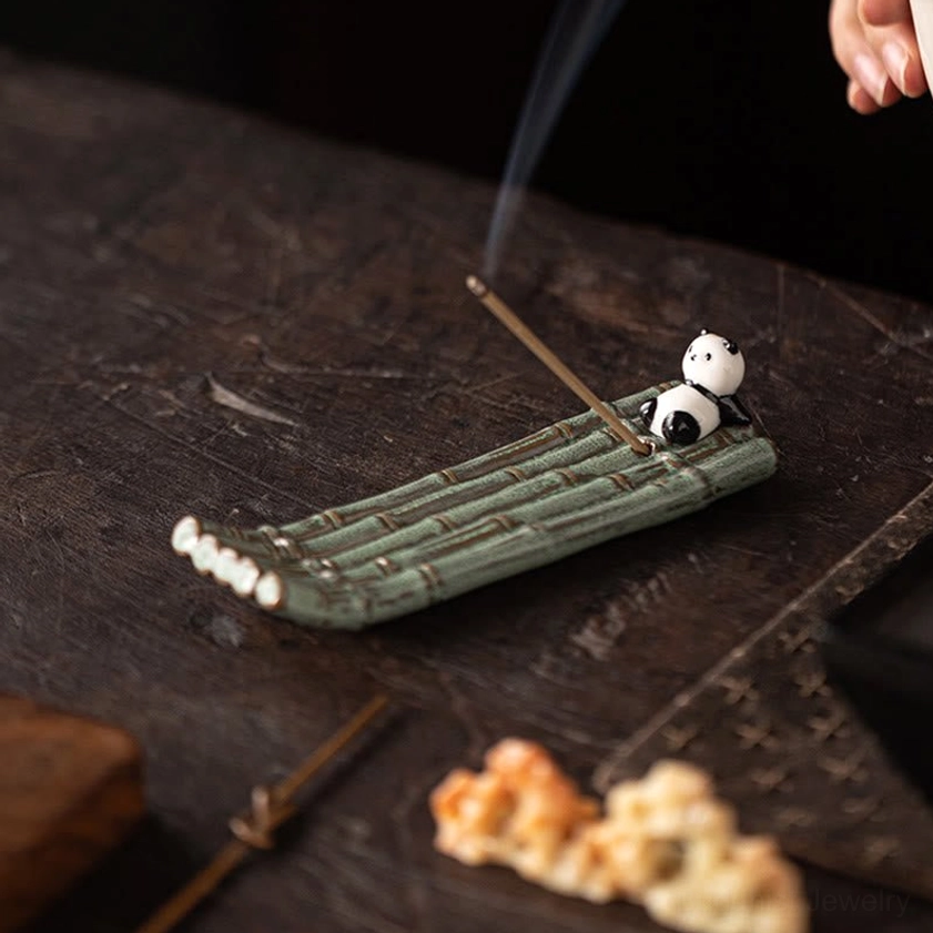 Multiple ceramic panda incense burner designs arranged for lifestyle showcase and spiritual meditation practice