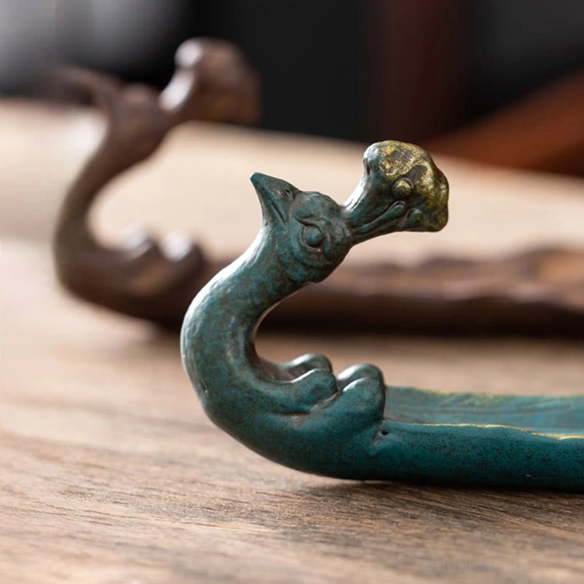 Handcrafted peacock incense burner meditation mindfulness wellness home décor