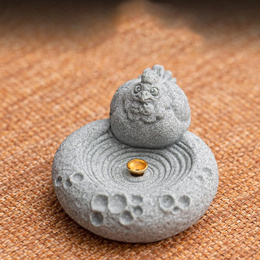 Pig zodiac incense burner handcrafted green sandstone figurine
