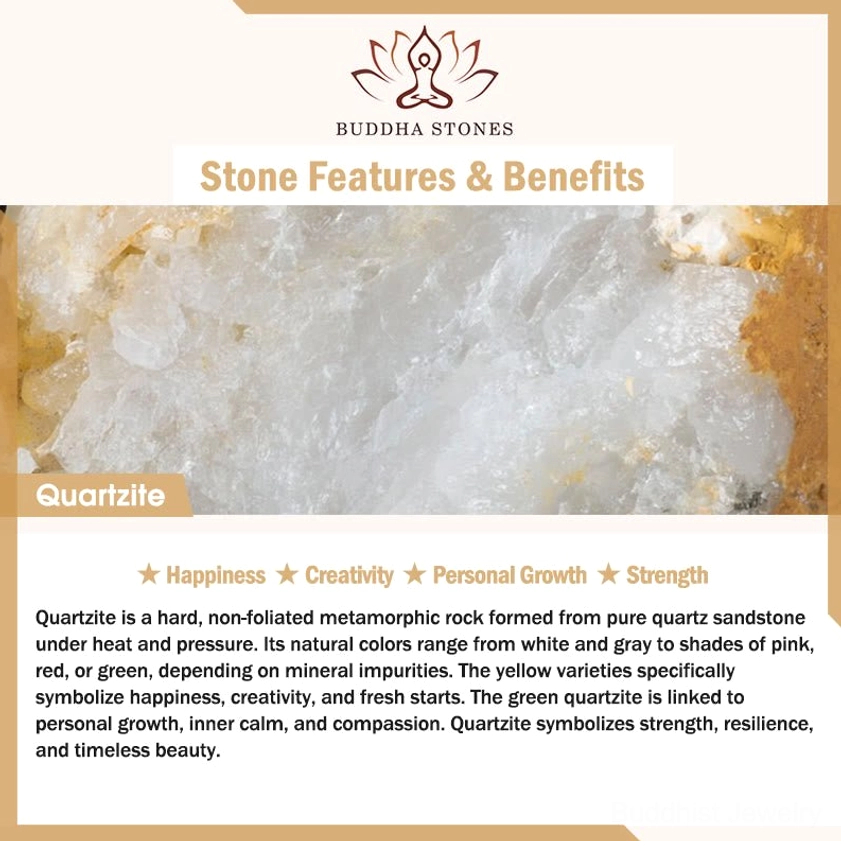 Pink Quartzite Crystal Properties - Infographic displaying healing benefits including happiness, creativity, personal growth, and strength attributes
