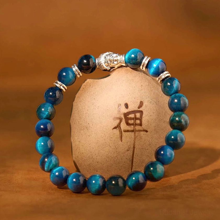 Pink tiger eye Buddha bracelet - gentle protective energy and emotional balance