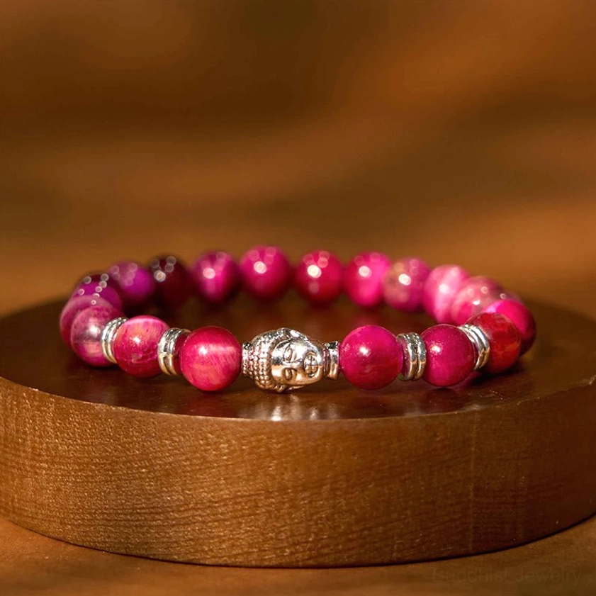 Pink Tiger Eye Buddha Bracelet – Emotional Healing and Compassion