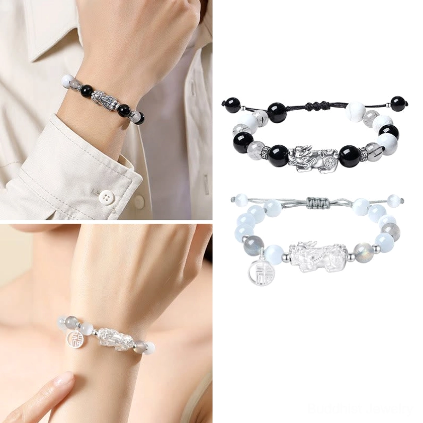 Pixiu Buddhist bracelet packaging and presentation, premium gift-ready sterling silver jewelry