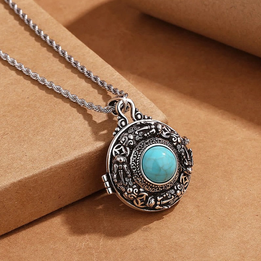 Pixiu turquoise copper necklace - prosperity and protection symbol