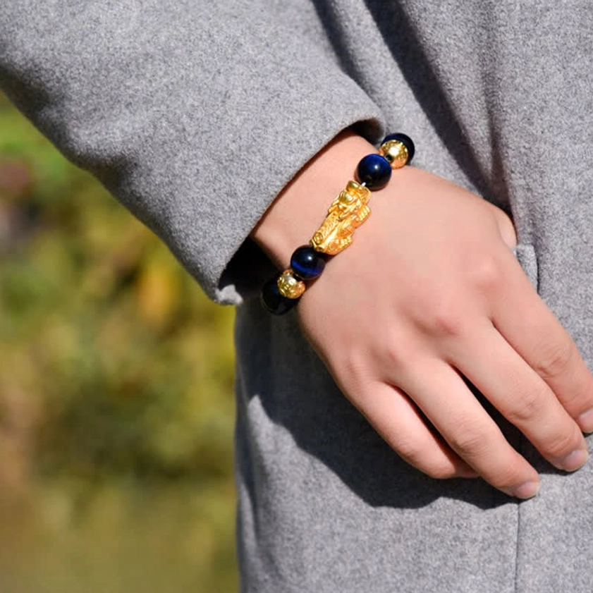 Pixiu wealth bracelet made with premium tiger eye natural beads