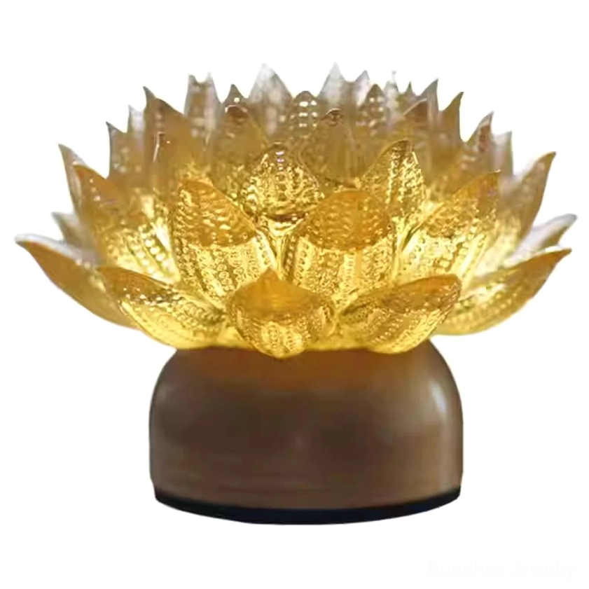 Plug-in lotus sculpture, constant power for altar or meditation room, spiritual focus point