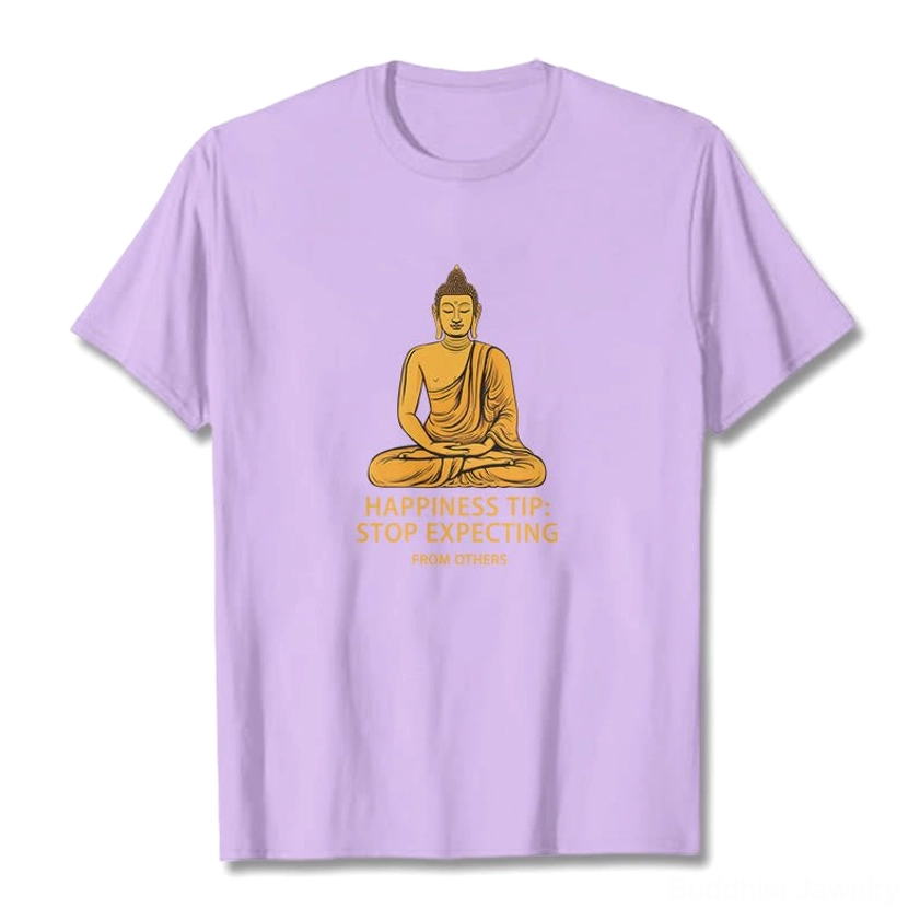 Plum colored Buddhist mindfulness graphic t-shirt with golden seated Buddha print, front flat lay view