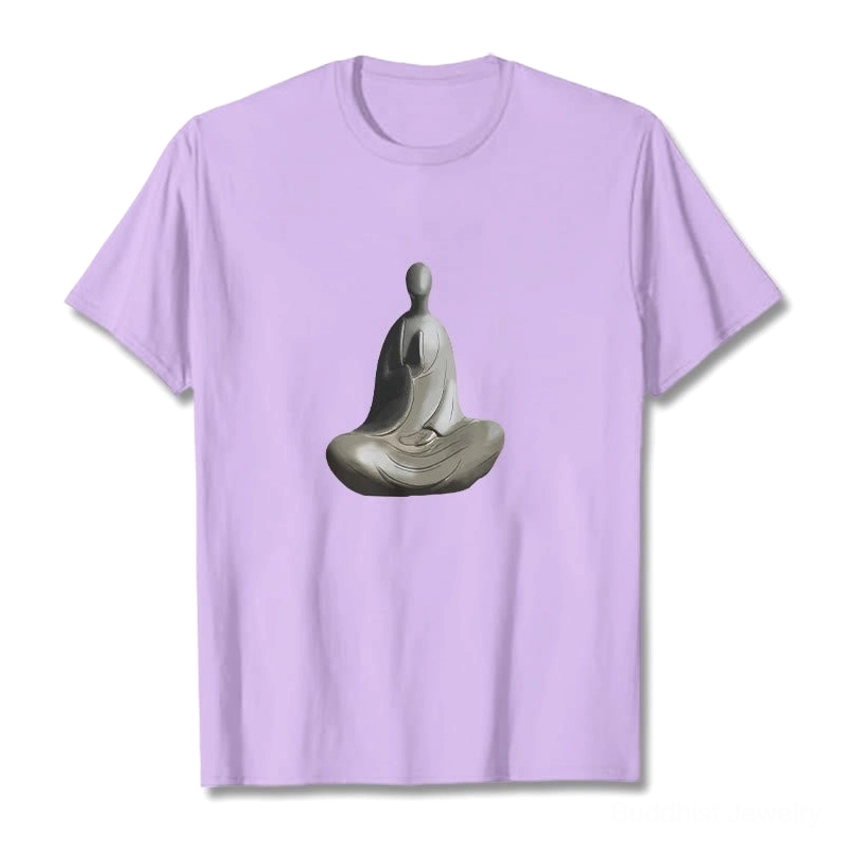 Plum formless Buddha cotton t-shirt with relaxed fit and crew neck short sleeve detail