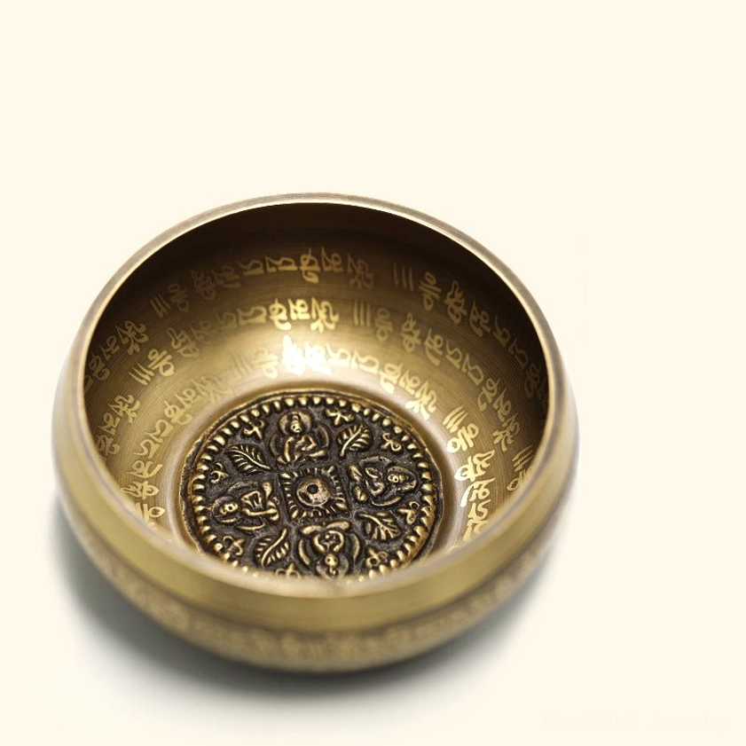 Compact portable brass singing bowl with protective travel bag perfect for yoga classes, offices, and meditation groups
