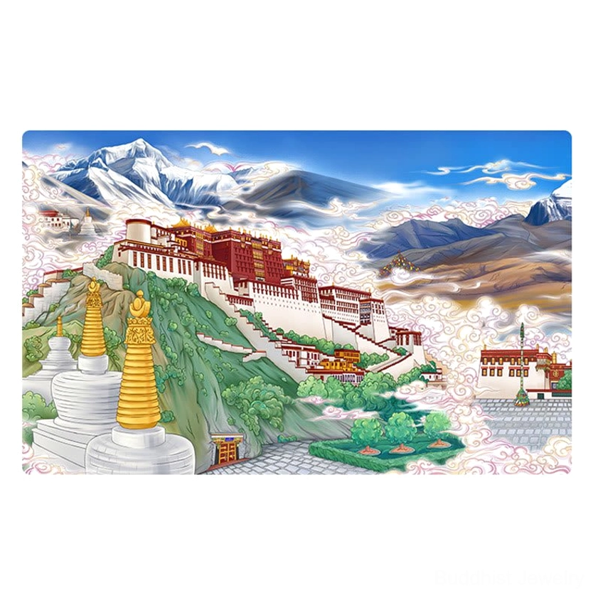 Sacred Buddhist Potala Palace paper carving lamp as meditation room spiritual art décor piece