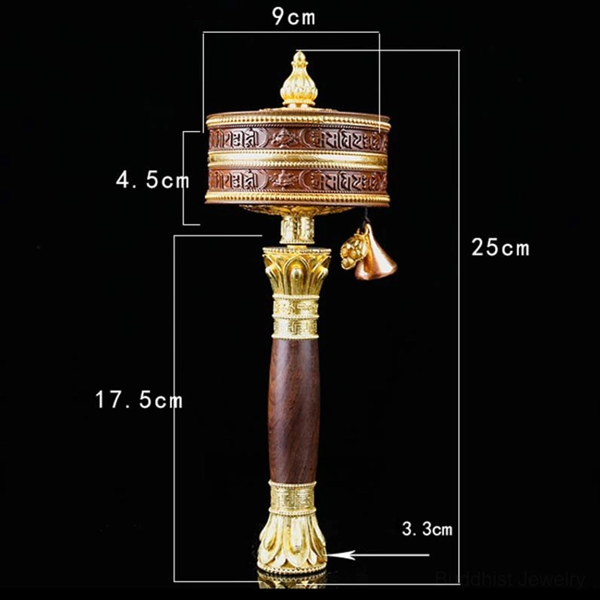 Buddhist prayer wheel spiritual decoration for altar, yoga studio, or home meditation space
