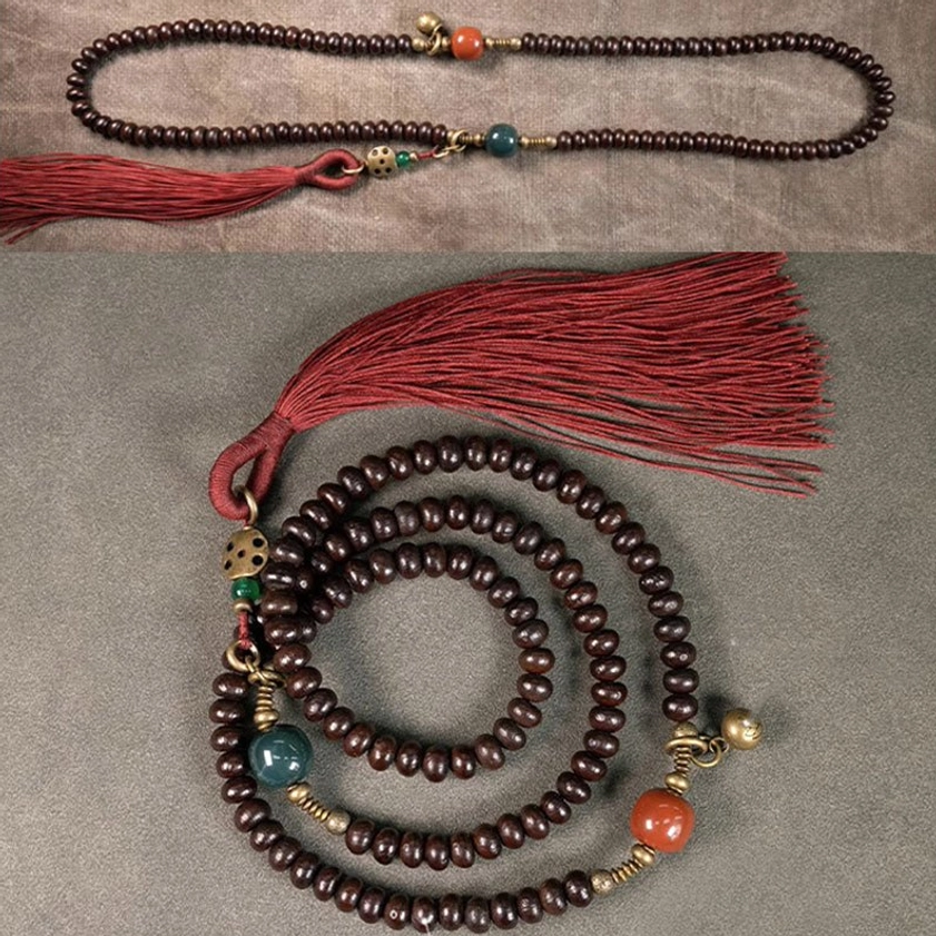 Premium Bodhi Seed Mala Bracelet with agate accents for meditation, mindfulness, and spiritual journey