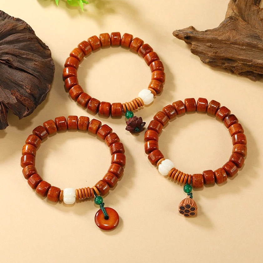 Premium handcrafted bone beads Buddhist prayer bracelet with spiritual charm details