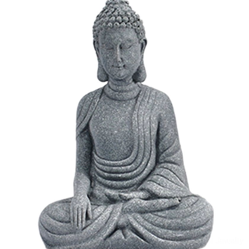 Premium natural sandstone sitting Buddha sculpture with intricate carving details, ideal gift for yoga and meditation enthusiasts
