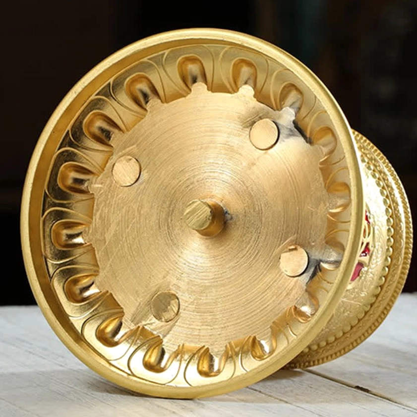 Premium Buddhist prayer wheel ornament showcasing craftsmanship of Om Mani Padme Hum engraving and traditional design