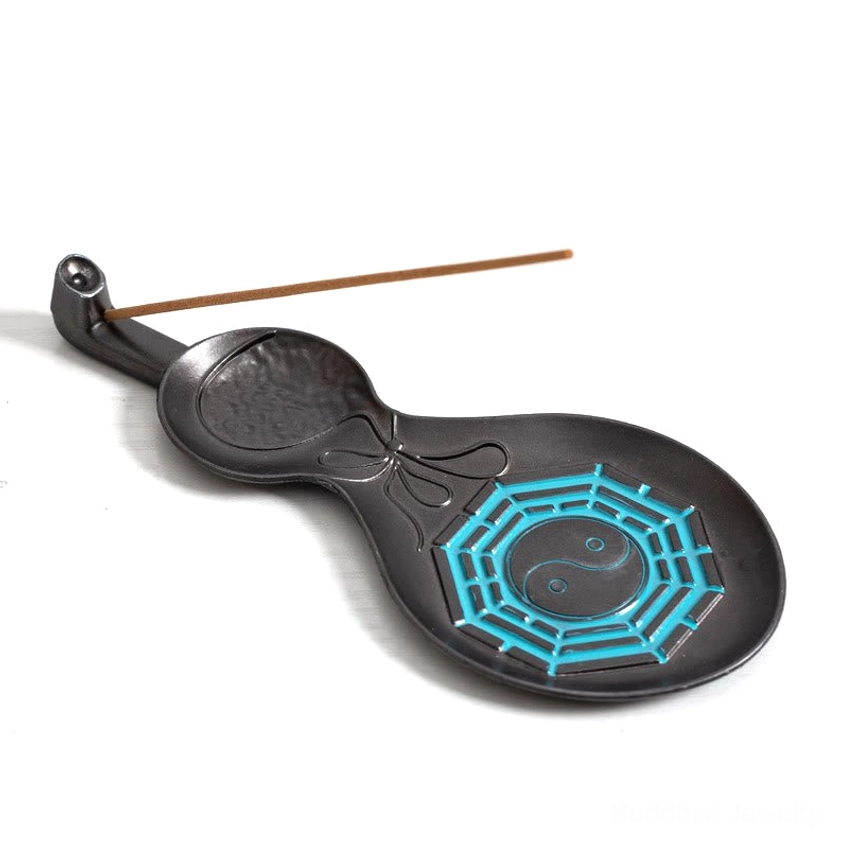 Premium black copper Yin Yang Bagua incense burner handmade with traditional Buddhist spiritual design