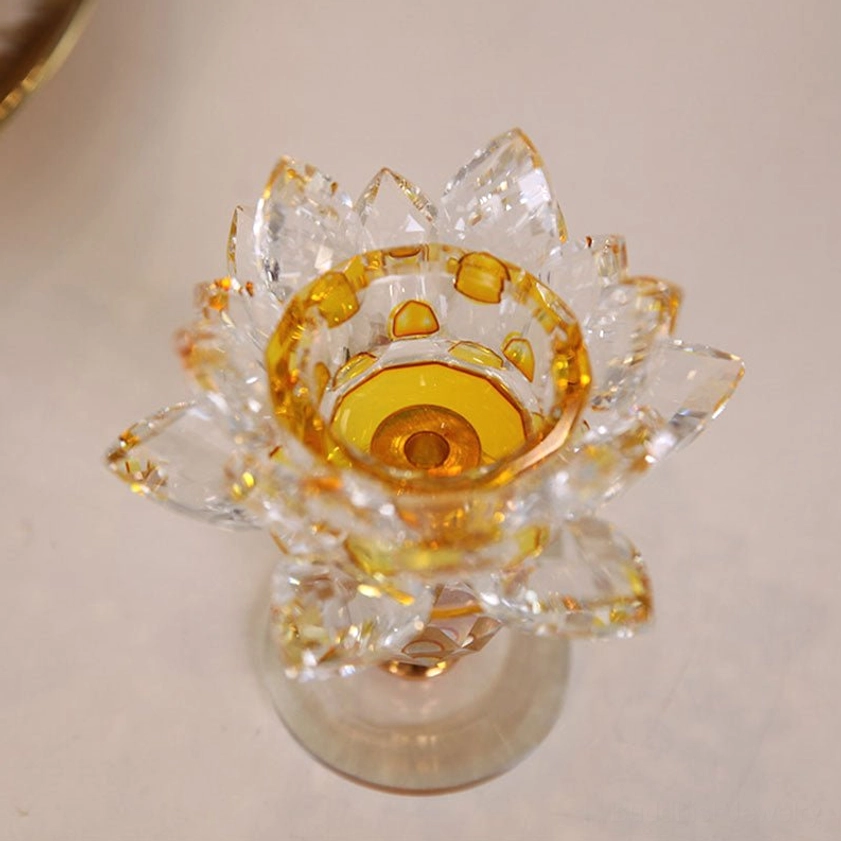 Premium natural crystal lotus candleholder with anti-slip base - perfect for home altar and meditation practice