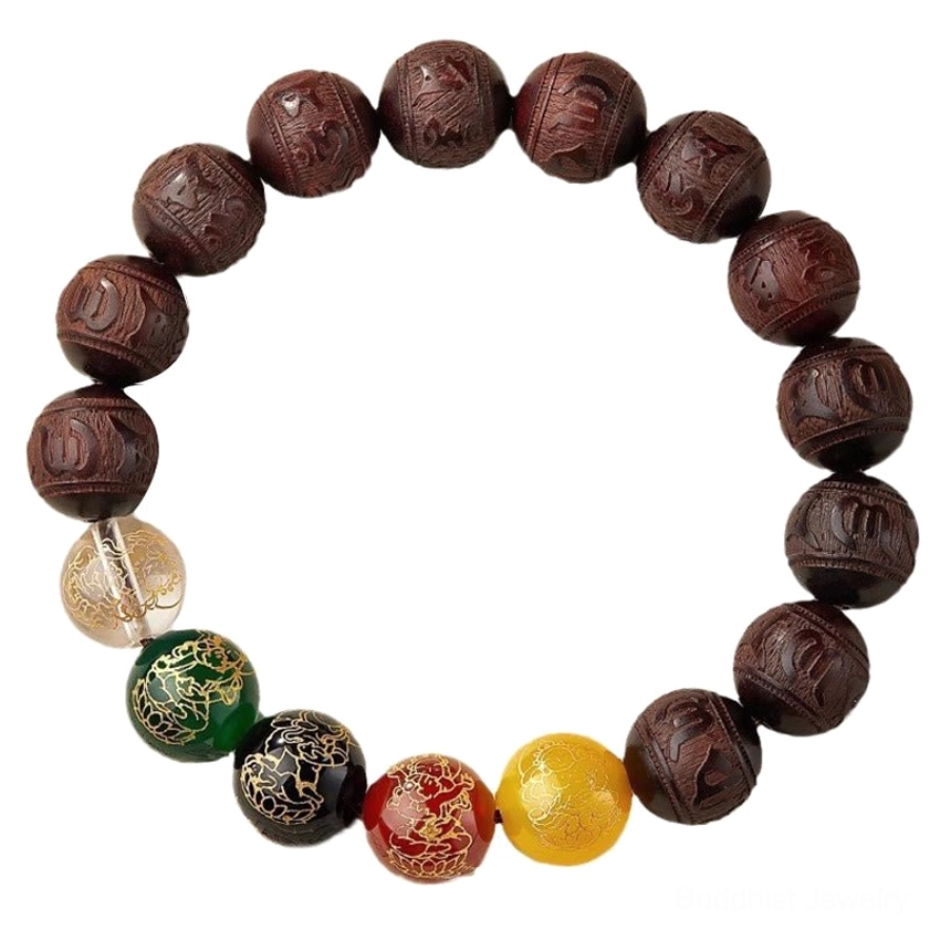 Premium red sandalwood bracelet with white crystal and agate beads for holistic wellness