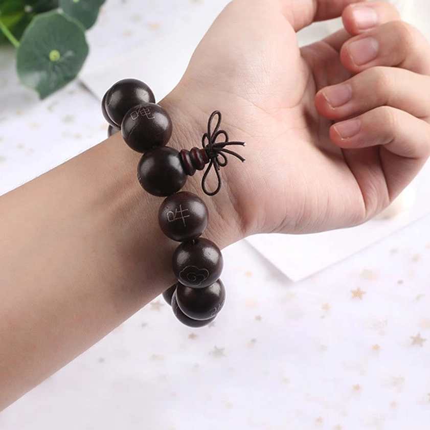 Premium red sandalwood meditation bracelet with 925 sterling silver auspicious symbols for spiritual grounding and protection