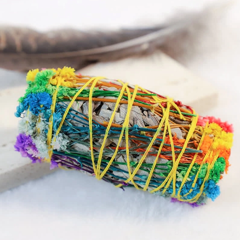 Premium handcrafted smudge stick ritual set with abalone shell and feather for energy cleansing
