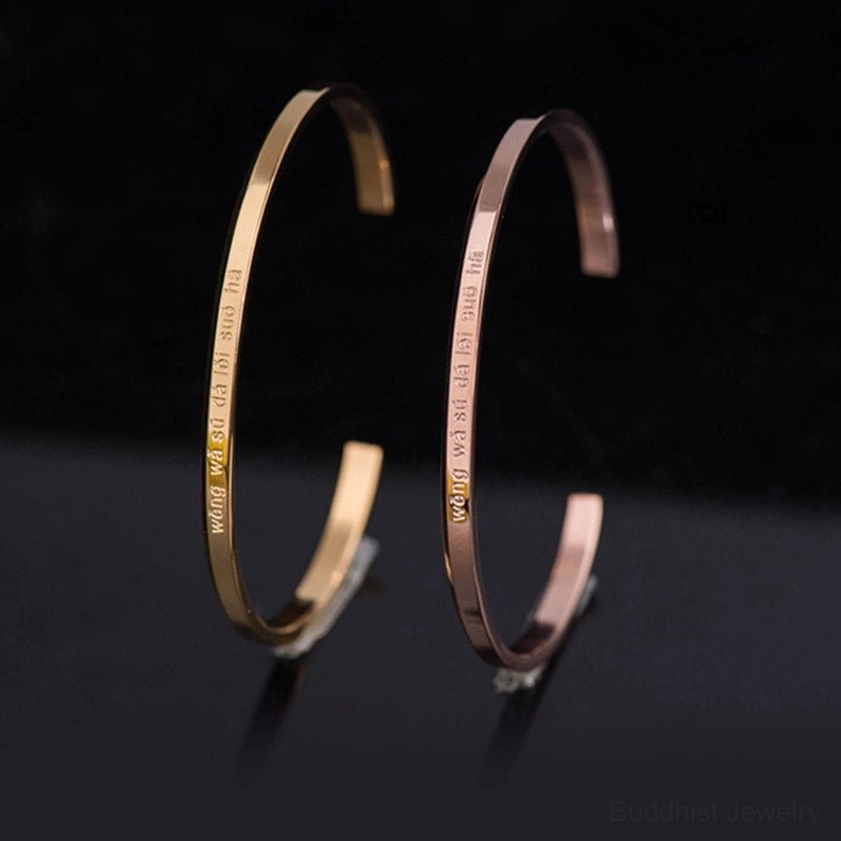 Titanium steel bracelet with sacred text polished professional finish