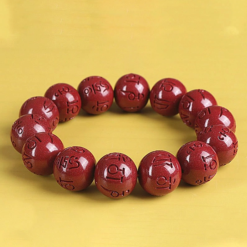 Protective cinnabar bracelet with Pixiu charm ideal for wealth attraction and meditation