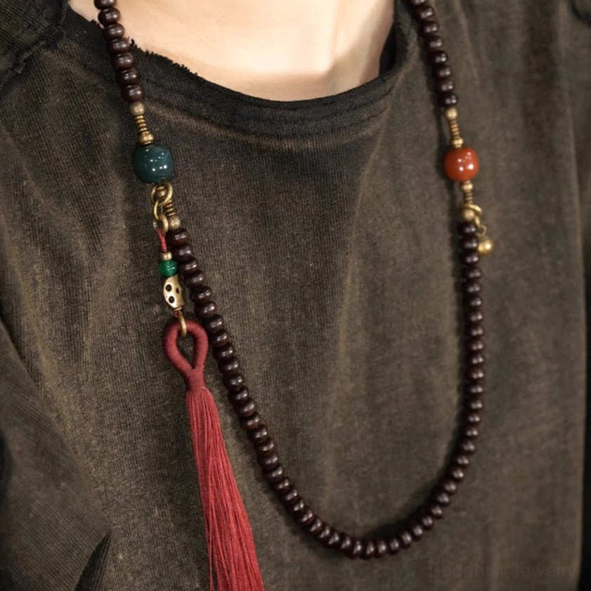 Purple Bodhi Seed Mala Bracelet meditation tool for spiritual enlightenment and prayer practice