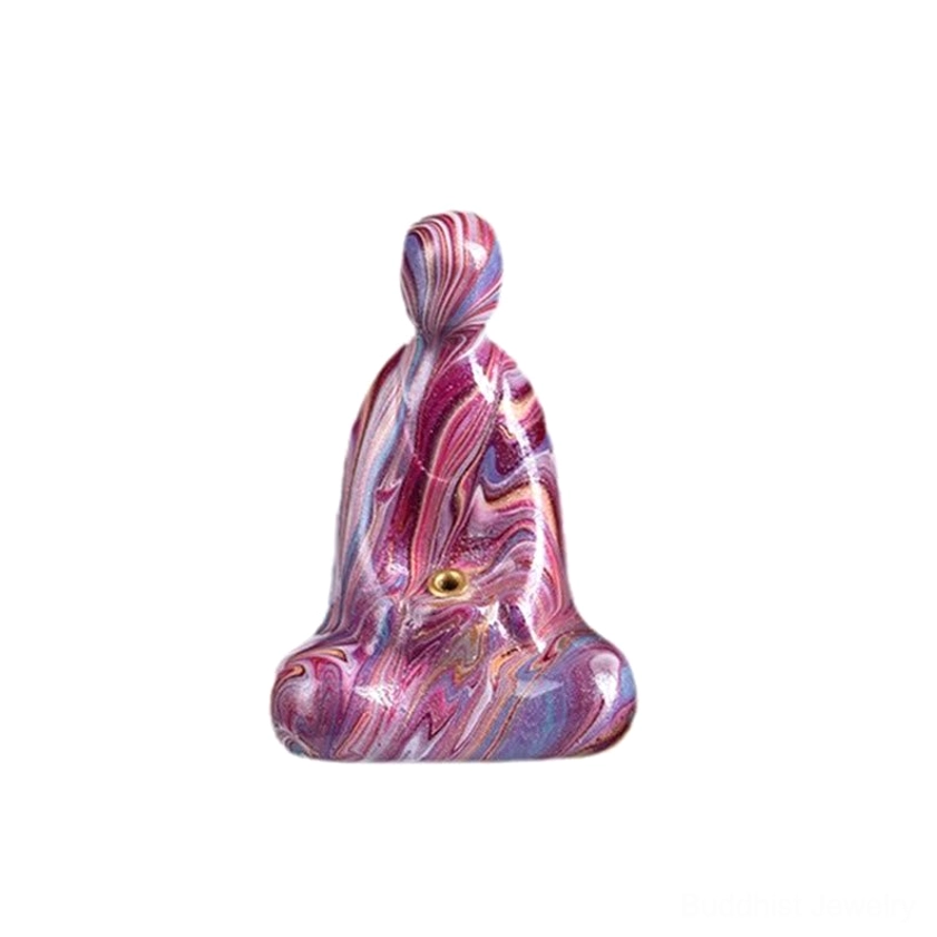 Single purple marbled ebony wood Buddha incense holder showcasing smooth curved silhouette