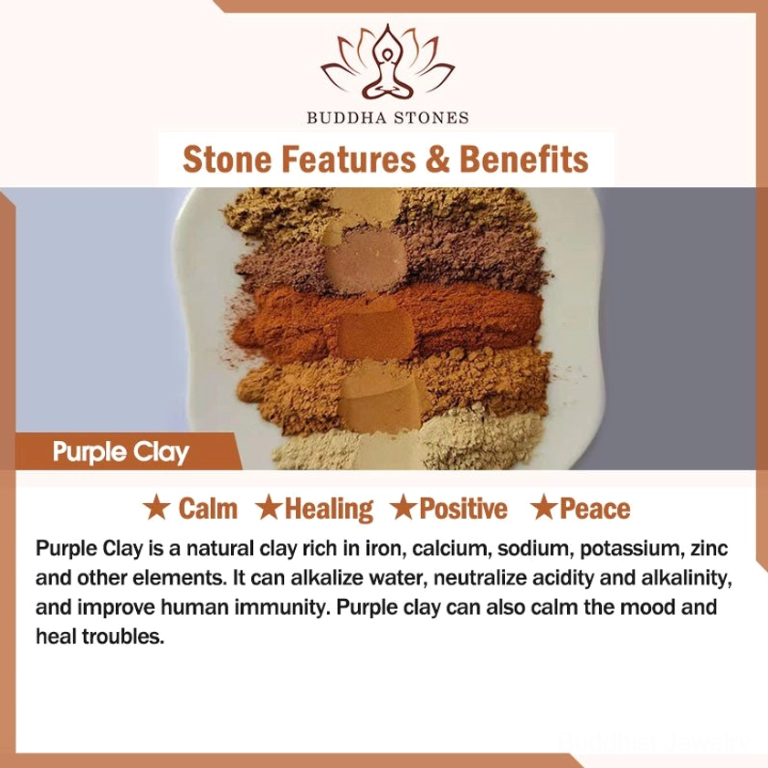 Purple clay material benefits guide showing mineral composition and healing properties for calm and wellness