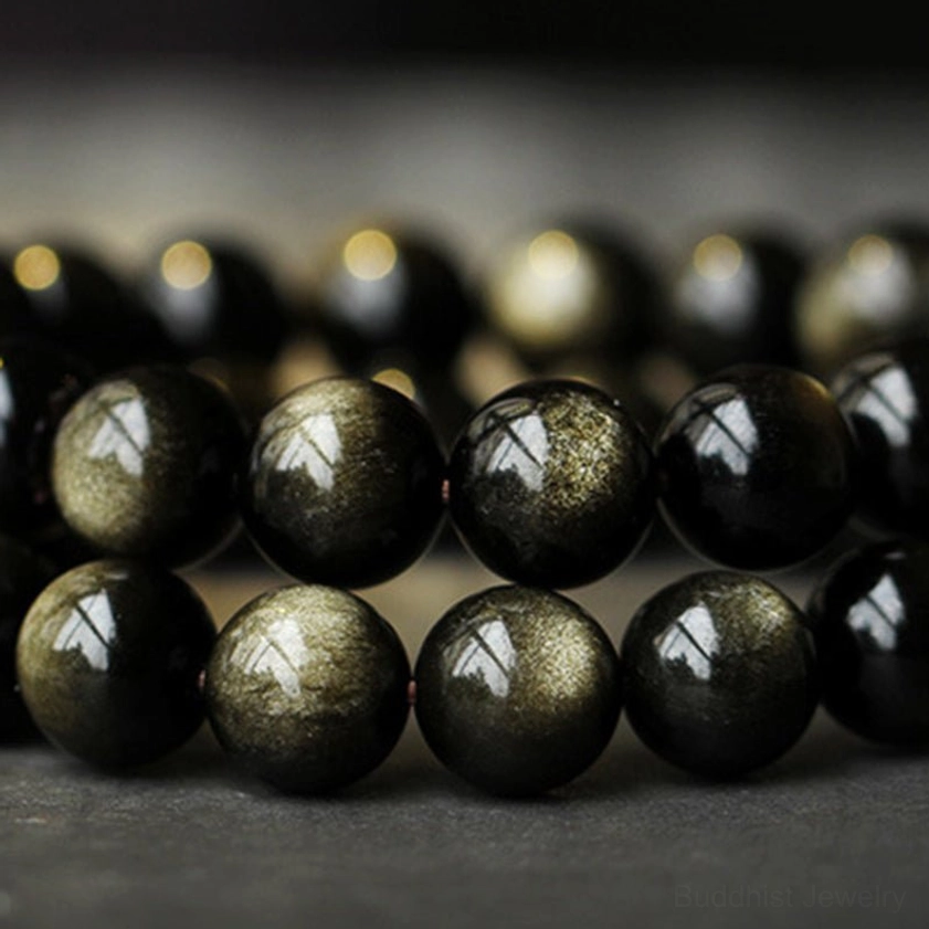 Rabbit zodiac natal Buddha obsidian bracelet for peace and spiritual balance