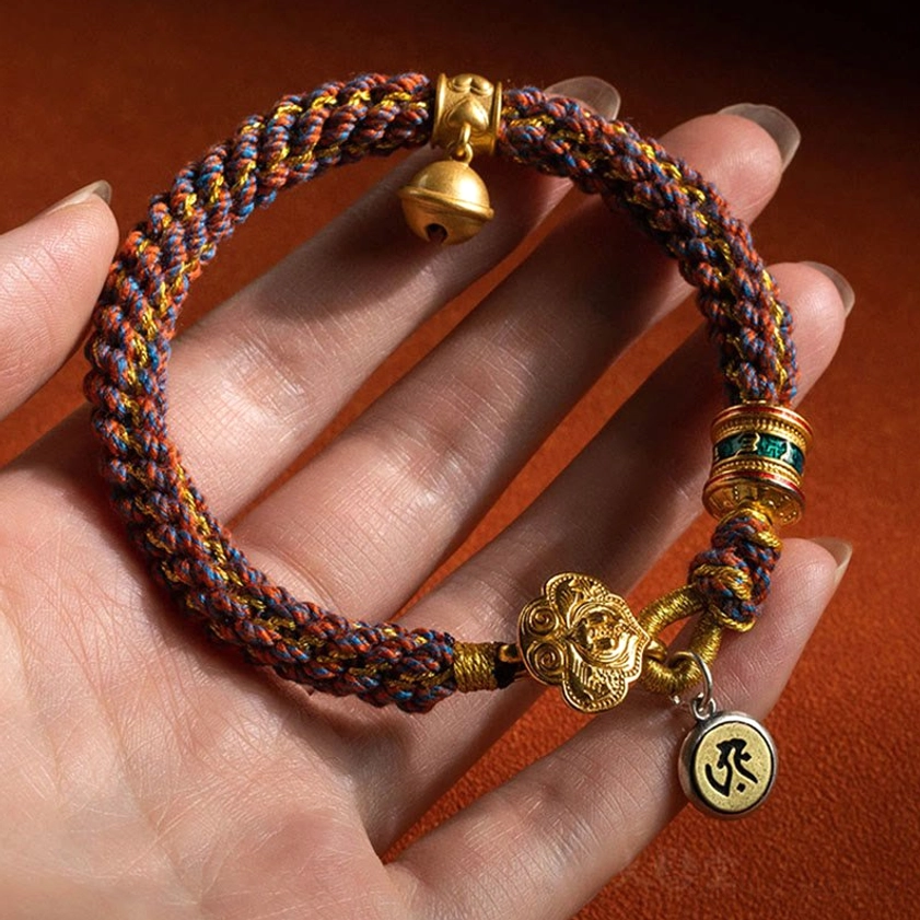 Rabbit zodiac natal Buddha red string bracelet with om mani padme hum pendant for inner balance