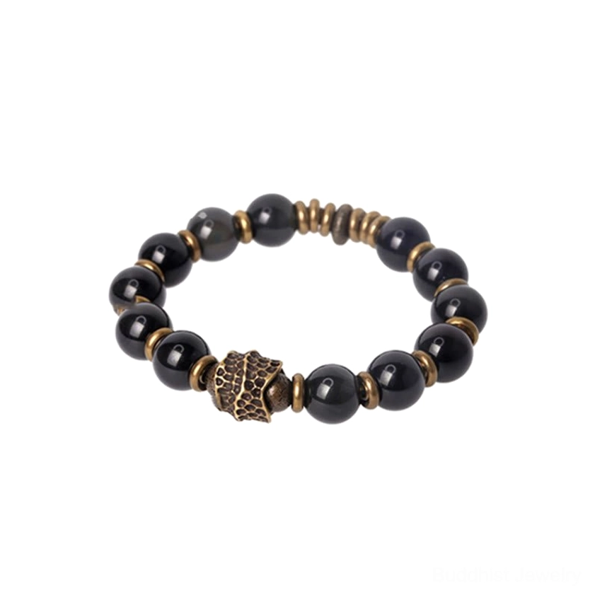 Rainbow obsidian beads displaying unique natural color variations and iridescent sheen, 100% authentic handmade spiritual healing jewelry