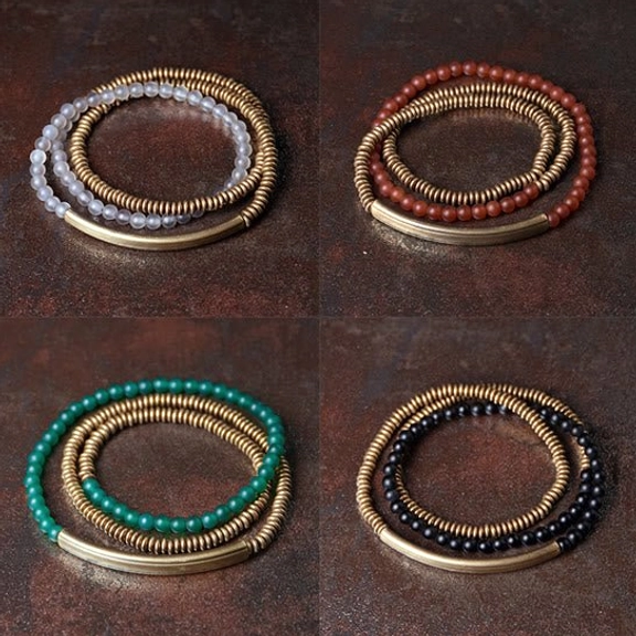 Red agate Buddhist blessing bracelet 4mm stone beads with brass accents showing natural gemstone quality and handcrafted artisan details
