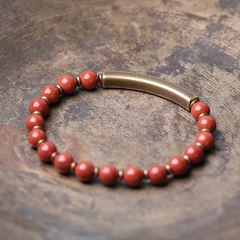 Red Jasper single wrap grounding crystal bracelet - passion and protection stone for spiritual practice