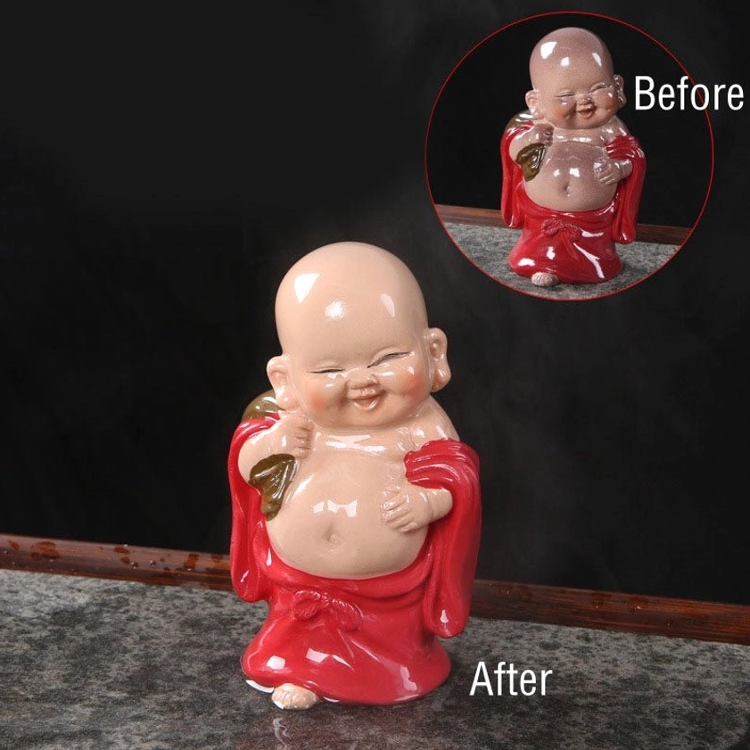 Red laughing Buddha color-changing tea pet for wealth, prosperity, and good fortune home decoration