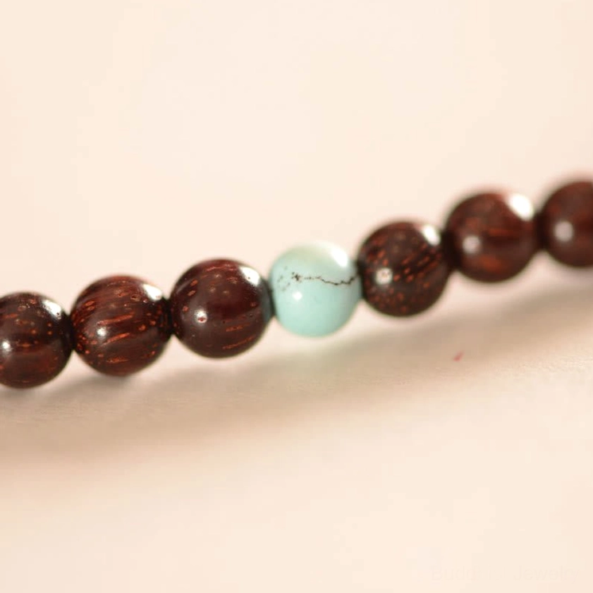Red sandalwood Fu character Buddhist bracelet complete styling with all accent beads and silver charm