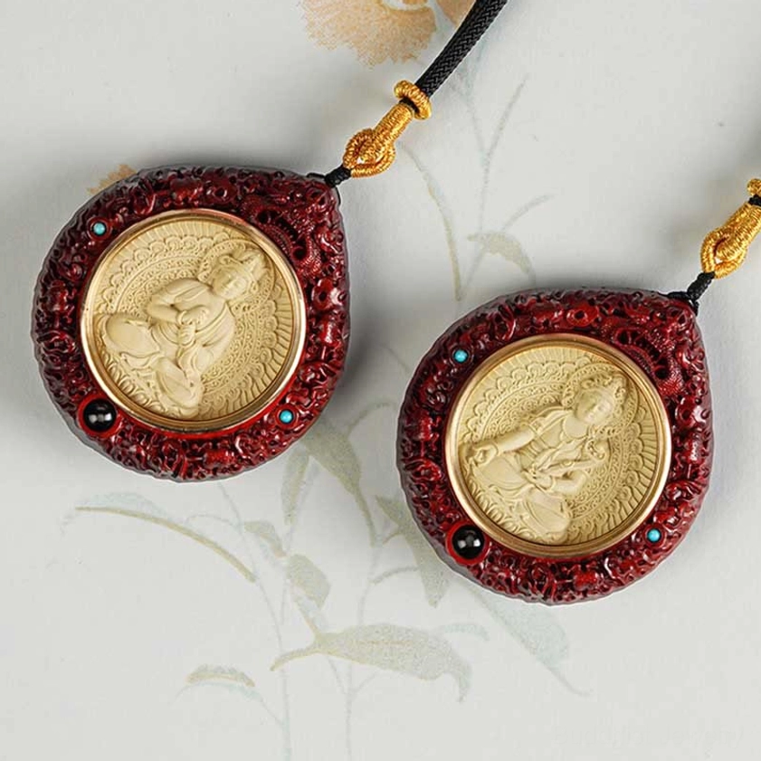 Red sandalwood Horse Mahasattva Bodhisattva necklace pendant spiritual guide