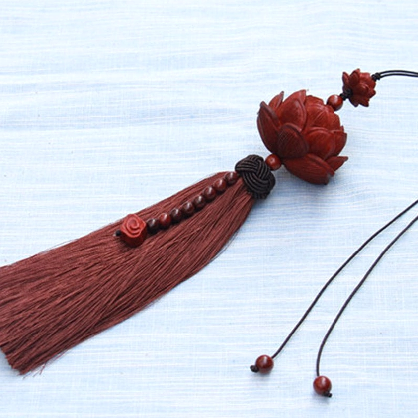 Red sandalwood lotus bracelet with 8mm beads, adjustable strap for meditation and spiritual wear