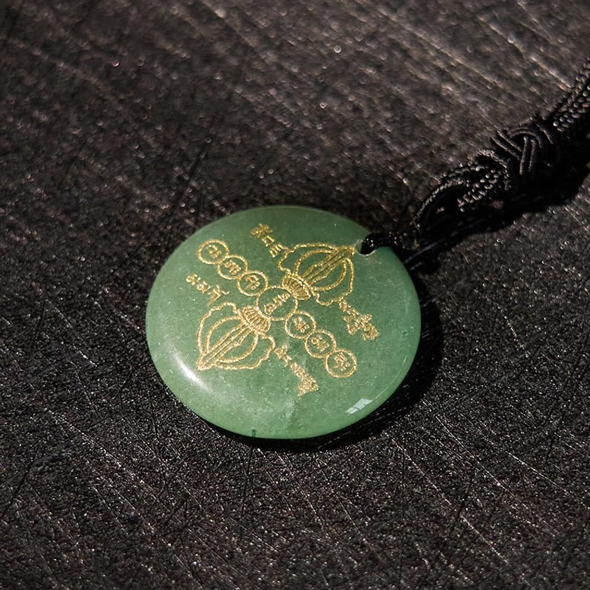Red Stone Vajra Dorje Buddhist Pendant Necklace - Vitality and Courage Stone