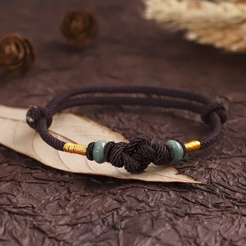 Buddhist red string jade couple bracelet spiritual protection talisman