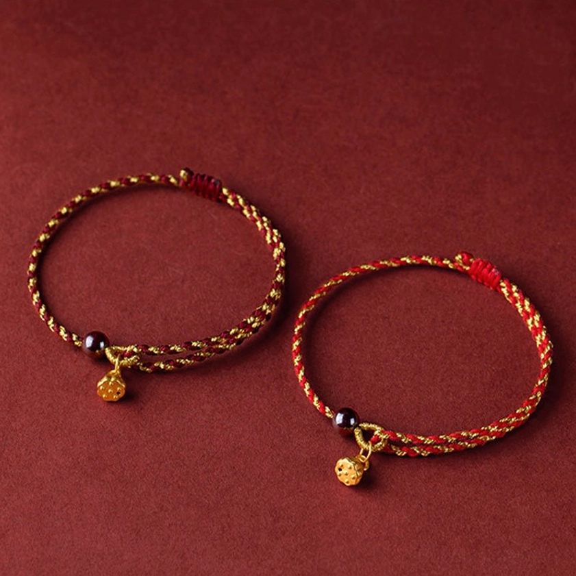 Adjustable red string bracelet with lotus pendant for spiritual protection and mindfulness
