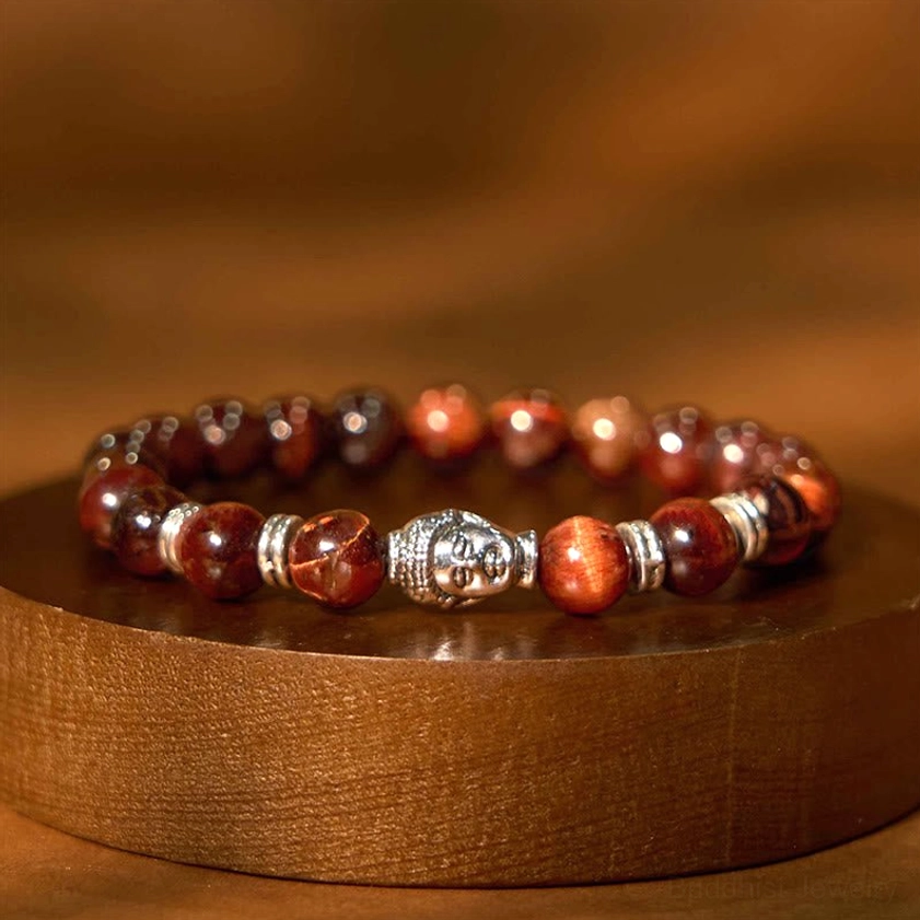 Red Tiger Eye Buddha Bracelet – Grounded Balance Stone