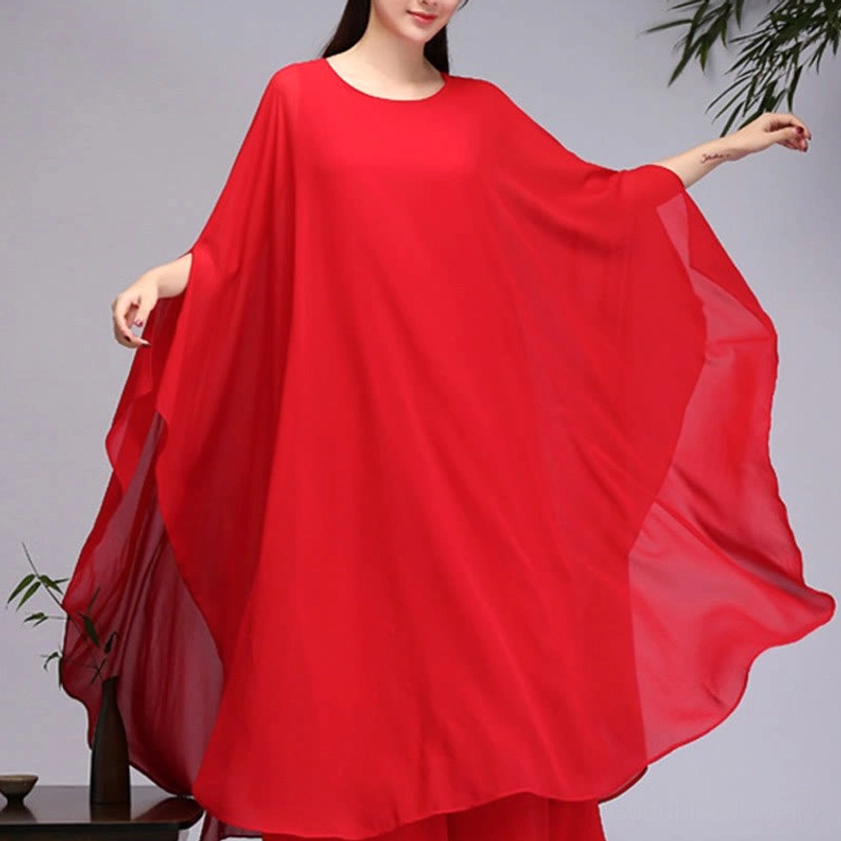 Red Zen meditation midi dress solo piece versatile for layering spiritual yoga practice wear