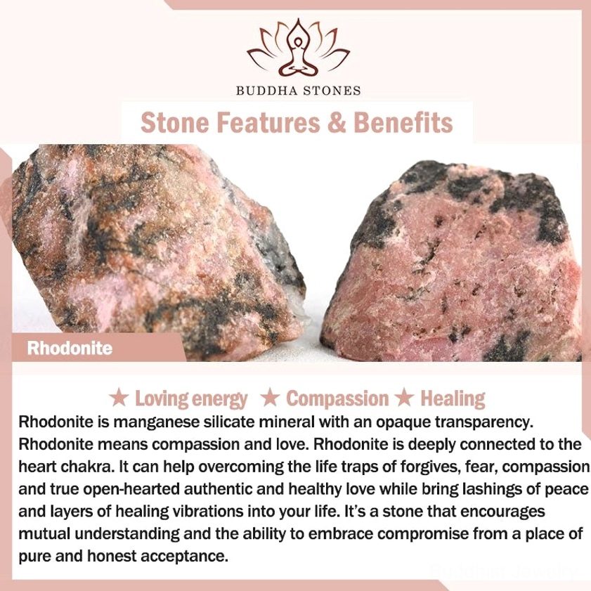 Rhodonite Stone Healing Properties Infographic - Crystal Energy Chart
