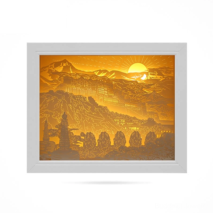 Rising Sun paper carving LED lamp with radiant solar design and warm layered illumination