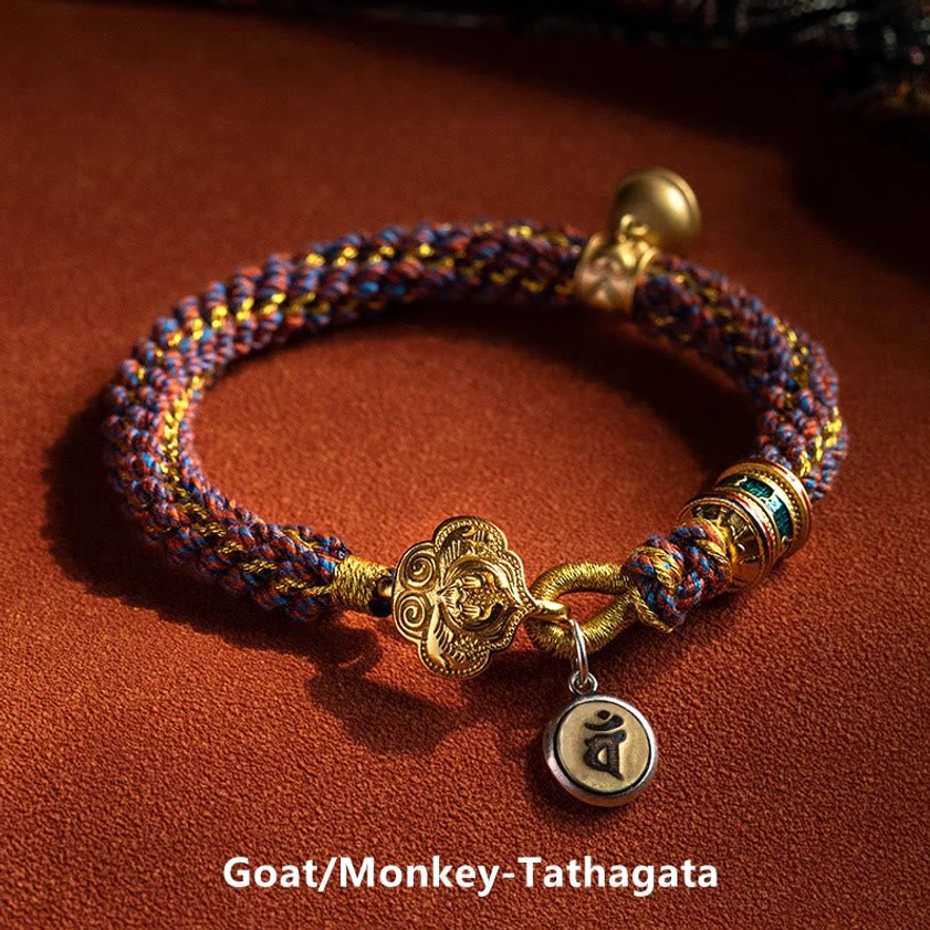 Rooster zodiac natal Buddha bracelet with Acalanatha guardian charm for courage and protection
