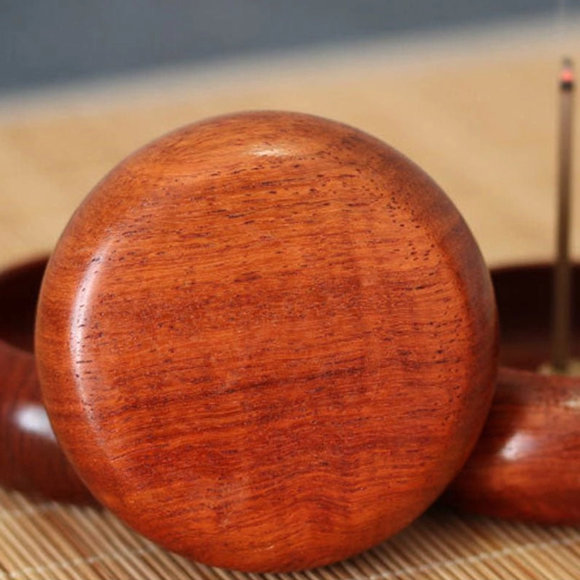 Rear flat view of rosewood incense burner without holes, displaying solid handcrafted wooden construction