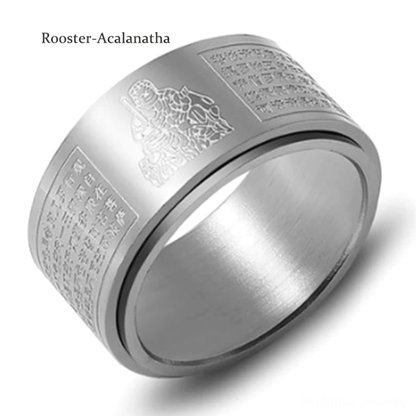 Rotating buddha ring with protective natal buddha engraving